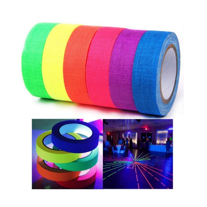 SICCOMA Fluorescent Blue Gaffer Tape Neon Blue Gaffers Spike Tape Black Light UV Reactive Fluorescent Spike Tape for Stage,Party Play Grid Floors Color Coding Art Crafts(1IN x 33 Feet) (Blue) - Image 5